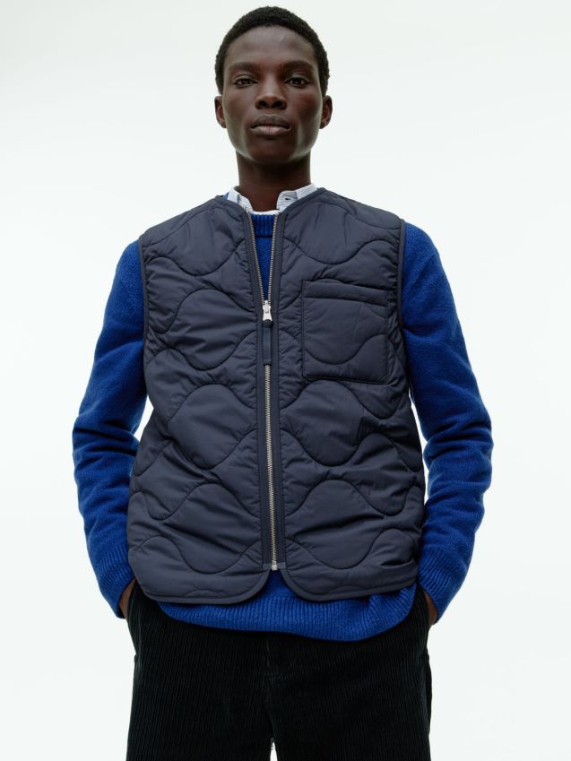 vestiario esso ARKET uomini gilet foderato trapuntato blu scuro 6F0F6L1159