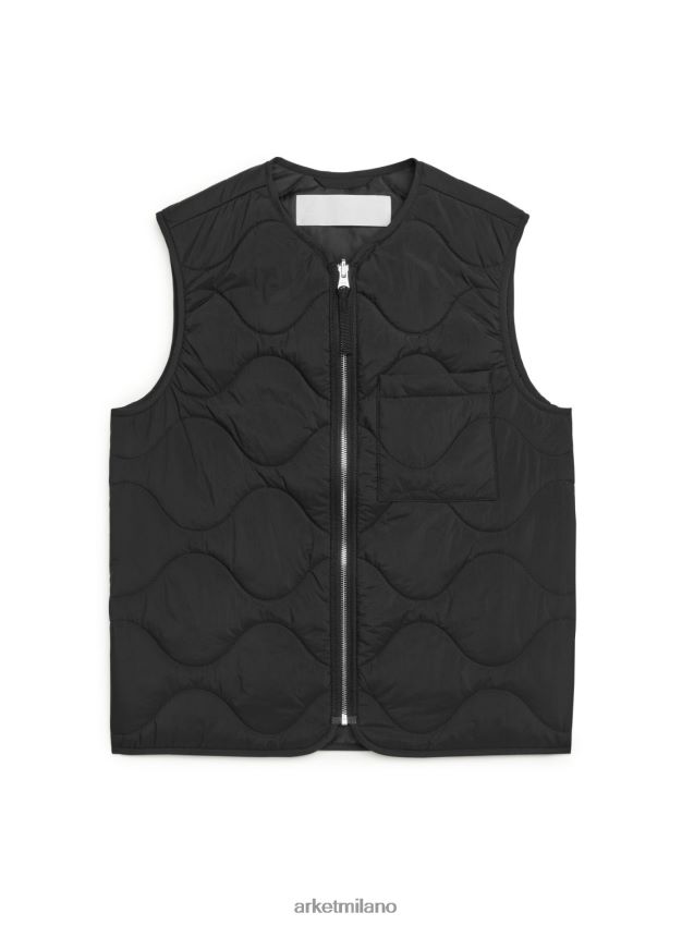 vestiario esso ARKET uomini gilet foderato trapuntato nero 6F0F6L1160