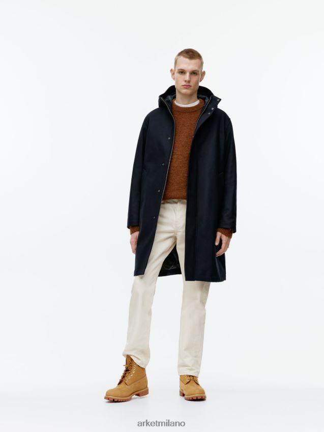 vestiario esso ARKET uomini parka in lana blu scuro 6F0F6L1162