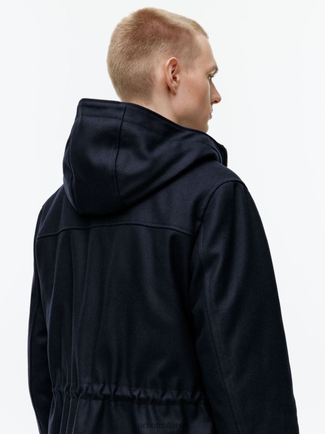 vestiario esso ARKET uomini parka in lana blu scuro 6F0F6L1162
