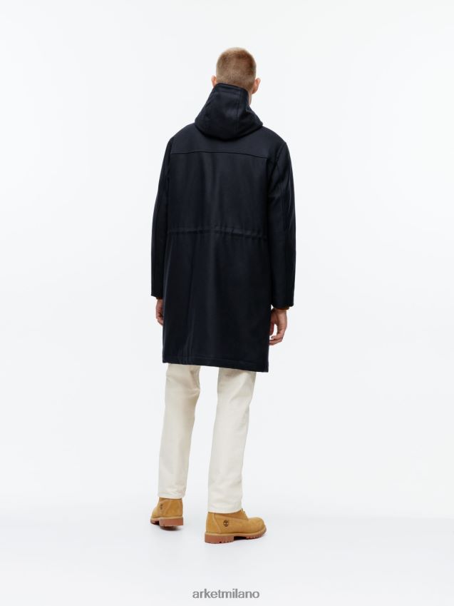 vestiario esso ARKET uomini parka in lana blu scuro 6F0F6L1162