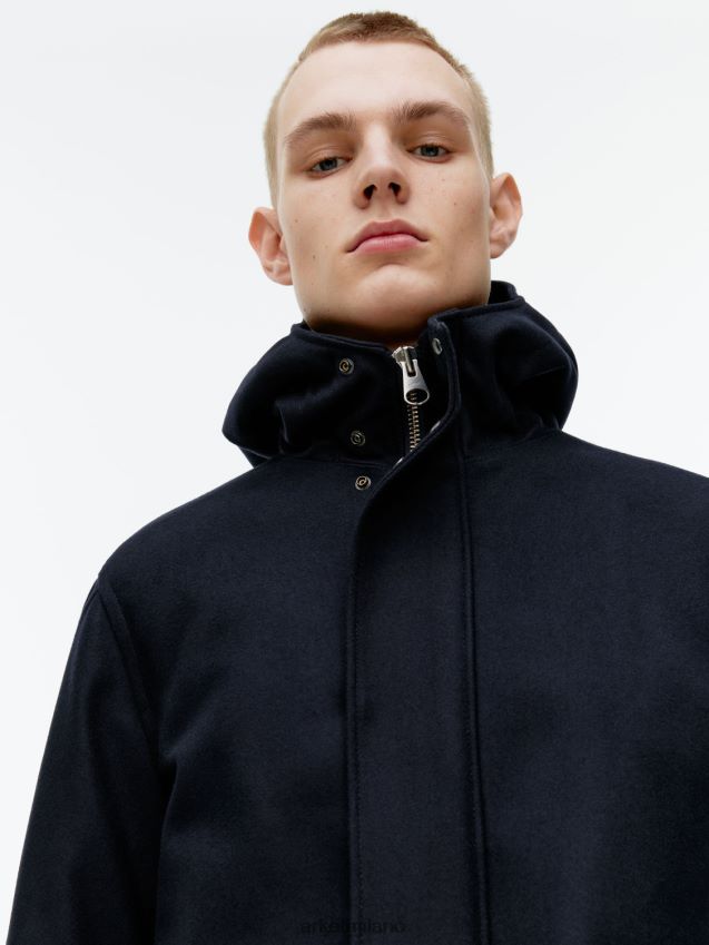 vestiario esso ARKET uomini parka in lana blu scuro 6F0F6L1162