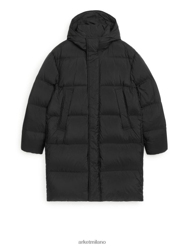 vestiario esso ARKET uomini piumino lungo nero 6F0F6L1171