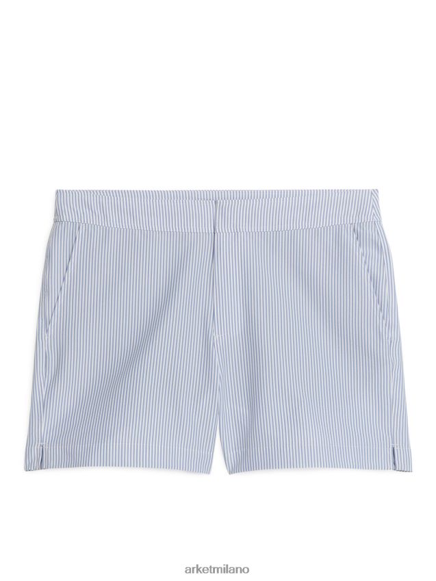 vestiario esso ARKET uomini pantaloncini da bagno in seersucker bianco blu 6F0F6L1143