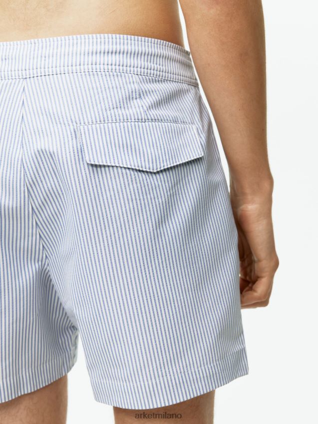 vestiario esso ARKET uomini pantaloncini da bagno in seersucker bianco blu 6F0F6L1143
