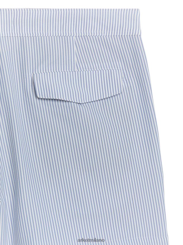 vestiario esso ARKET uomini pantaloncini da bagno in seersucker bianco blu 6F0F6L1143