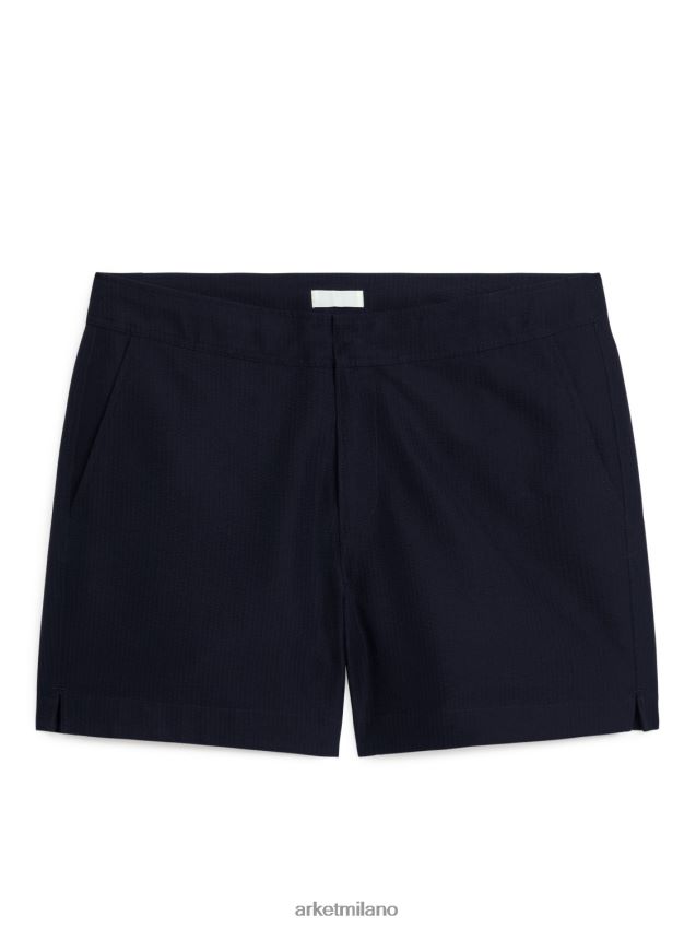 vestiario esso ARKET uomini pantaloncini da bagno in seersucker blu scuro 6F0F6L1144