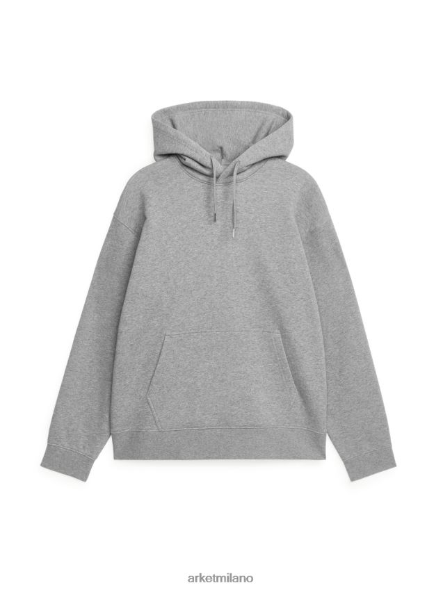 vestiario esso ARKET uomini felpa con cappuccio in spugna rilassata grigio melange 6F0F6L921