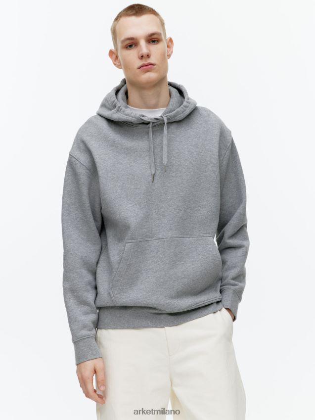 vestiario esso ARKET uomini felpa con cappuccio in spugna rilassata grigio melange 6F0F6L921