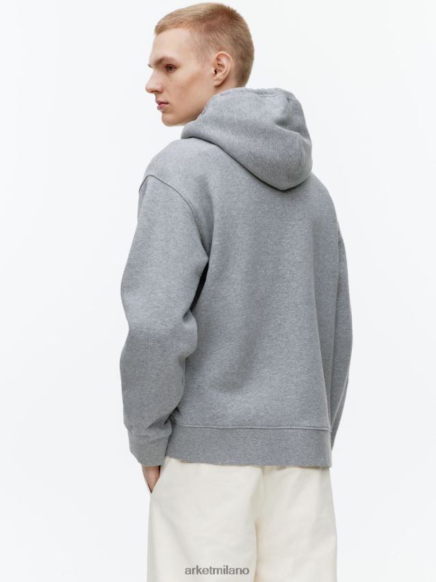 vestiario esso ARKET uomini felpa con cappuccio in spugna rilassata grigio melange 6F0F6L921