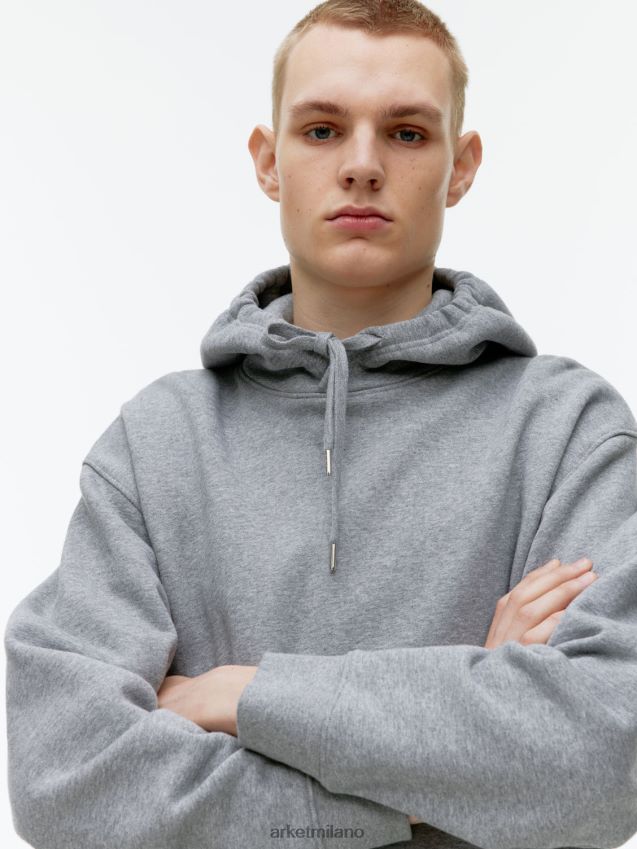 vestiario esso ARKET uomini felpa con cappuccio in spugna rilassata grigio melange 6F0F6L921