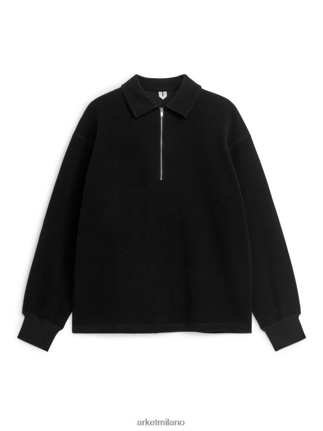 vestiario esso ARKET uomini maglione in lana con mezza zip nero 6F0F6L915