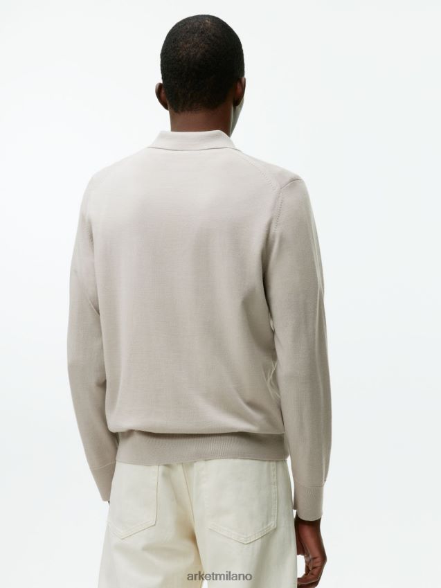 vestiario esso ARKET uomini Maglia polo in lana merino talpa leggera 6F0F6L1048
