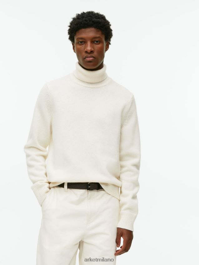 vestiario esso ARKET uomini Maglione a collo alto in merino bianco 6F0F6L1192