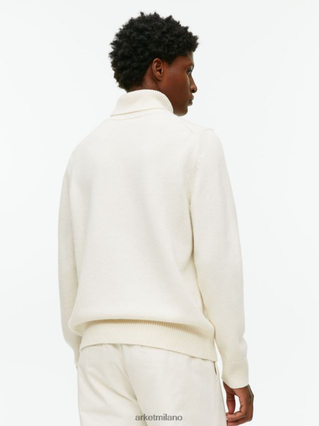 vestiario esso ARKET uomini Maglione a collo alto in merino bianco 6F0F6L1192