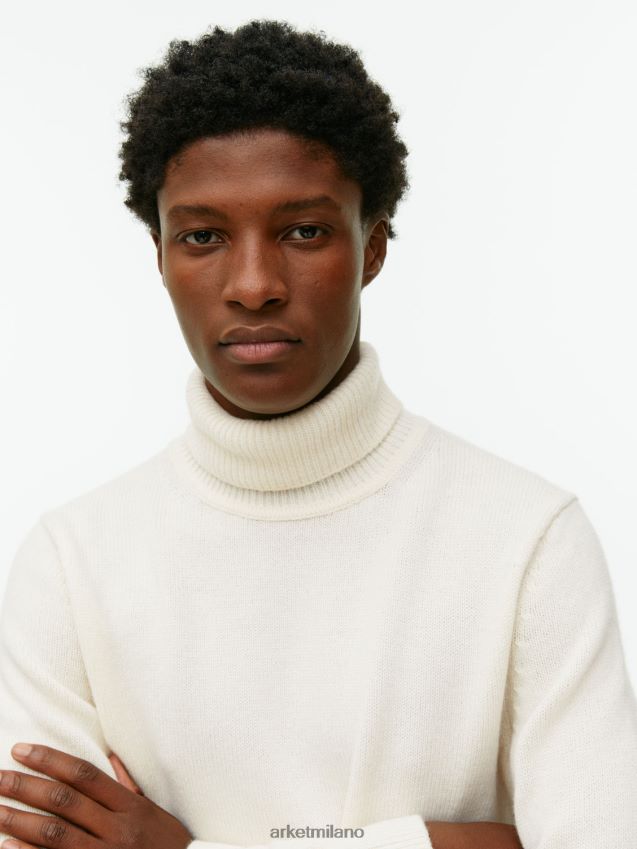 vestiario esso ARKET uomini Maglione a collo alto in merino bianco 6F0F6L1192