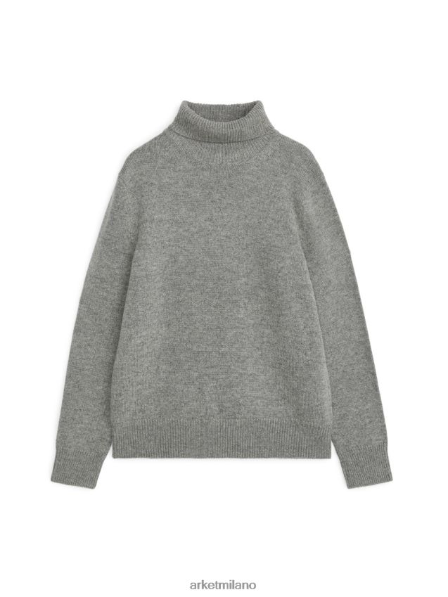 vestiario esso ARKET uomini Maglione a collo alto in merino grigio 6F0F6L1194