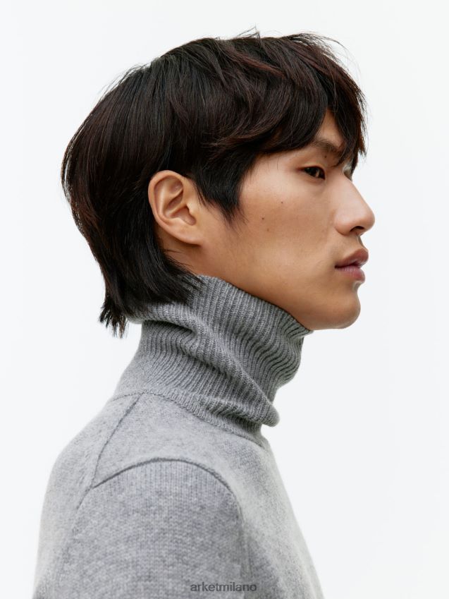 vestiario esso ARKET uomini Maglione a collo alto in merino grigio 6F0F6L1194