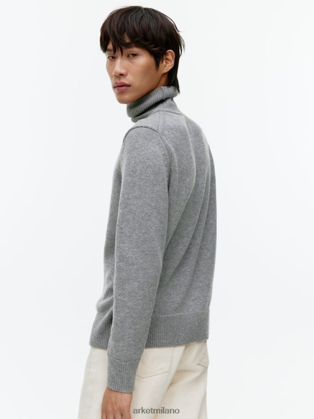 vestiario esso ARKET uomini Maglione a collo alto in merino grigio 6F0F6L1194