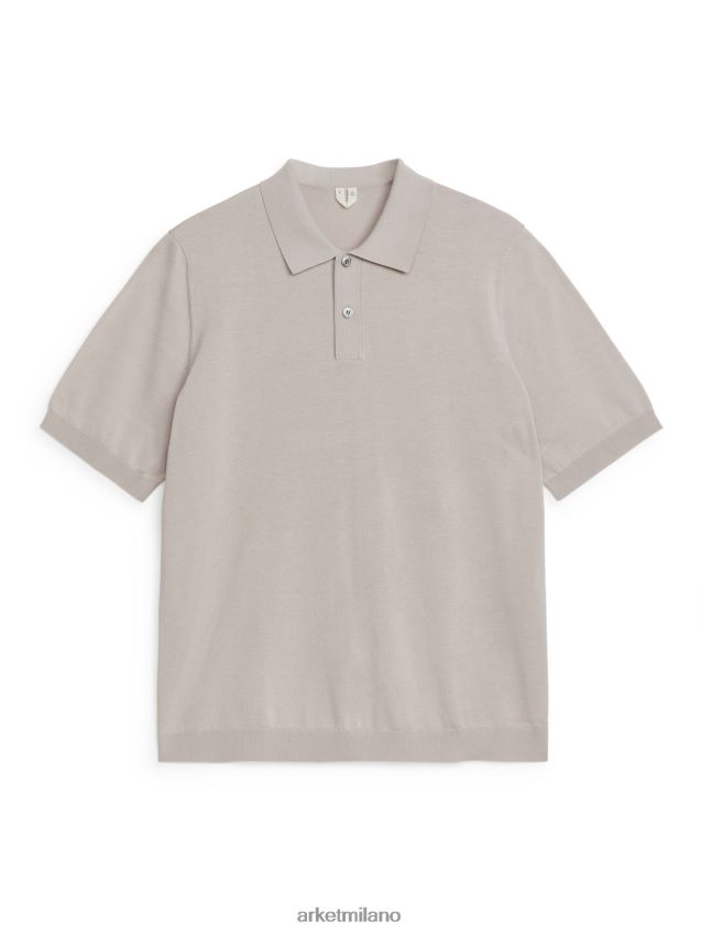 vestiario esso ARKET uomini Polo in cotone seta beige polveroso 6F0F6L1045