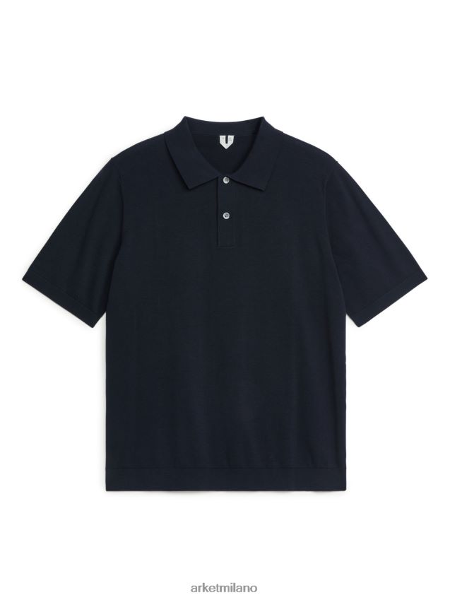 vestiario esso ARKET uomini Polo in cotone seta blu scuro 6F0F6L1046