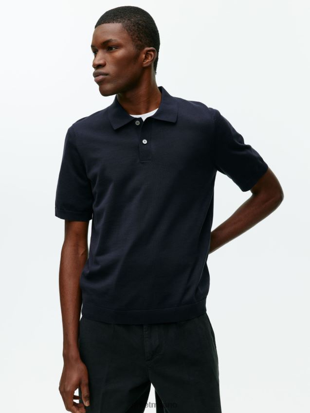 vestiario esso ARKET uomini Polo in cotone seta blu scuro 6F0F6L1046