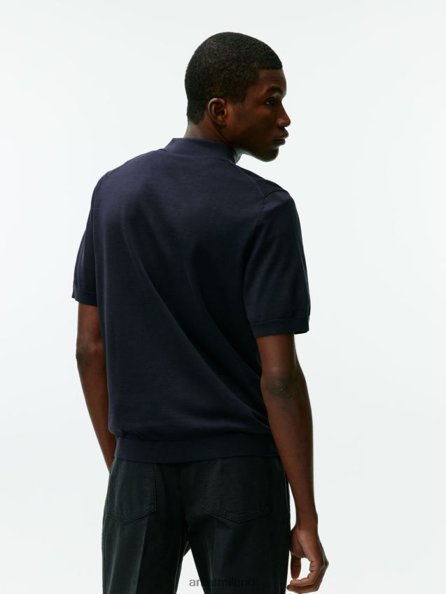 vestiario esso ARKET uomini Polo in cotone seta blu scuro 6F0F6L1046