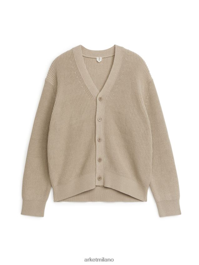 vestiario esso ARKET uomini cardigan in maglia di cotone-lino beige 6F0F6L1173