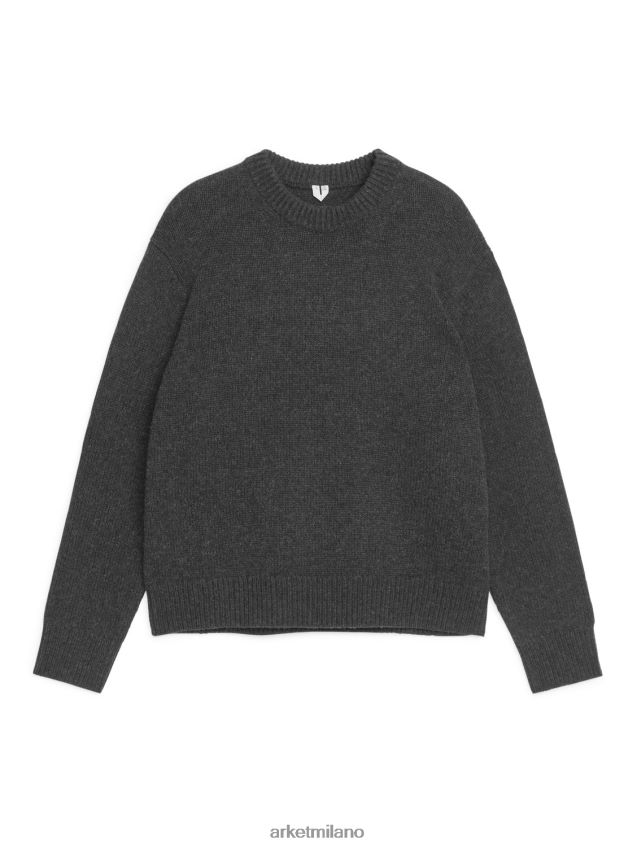 vestiario esso ARKET uomini maglione di lana a maglia pesante nero melange 6F0F6L1186