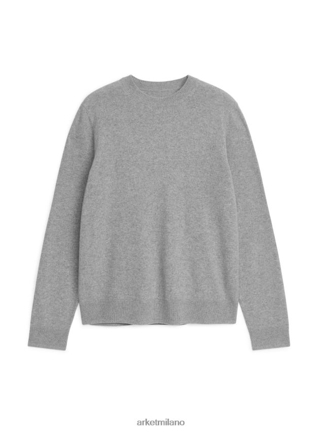 vestiario esso ARKET uomini maglione in cashmere grigio melange 6F0F6L1182