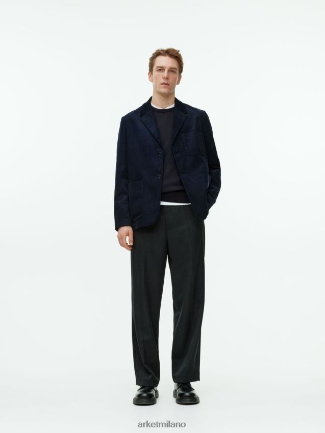 vestiario esso ARKET uomini maglione in lana merino a maglia fine blu scuro 6F0F6L1195