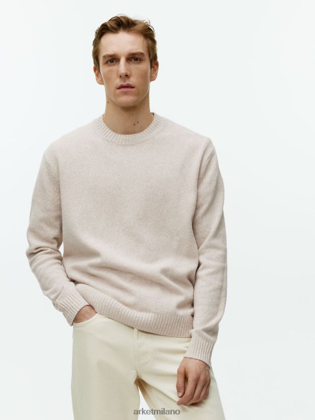 vestiario esso ARKET uomini maglione in lino e seta beige chiaro 6F0F6L1177