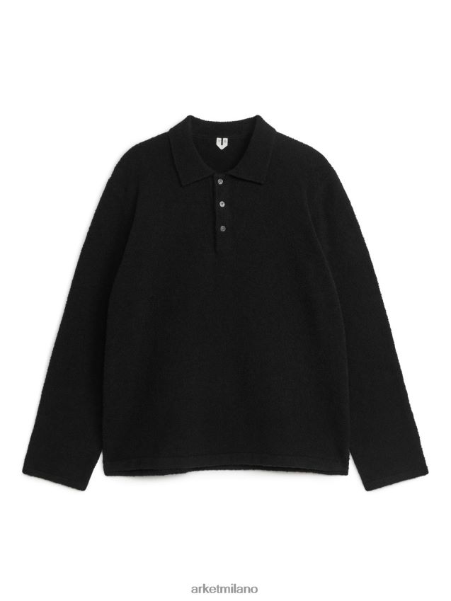 vestiario esso ARKET uomini polo lavorata a maglia nero 6F0F6L1178