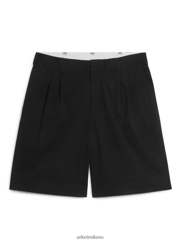 vestiario esso ARKET uomini pantaloncini a gamba larga in cotone nero 6F0F6L1111
