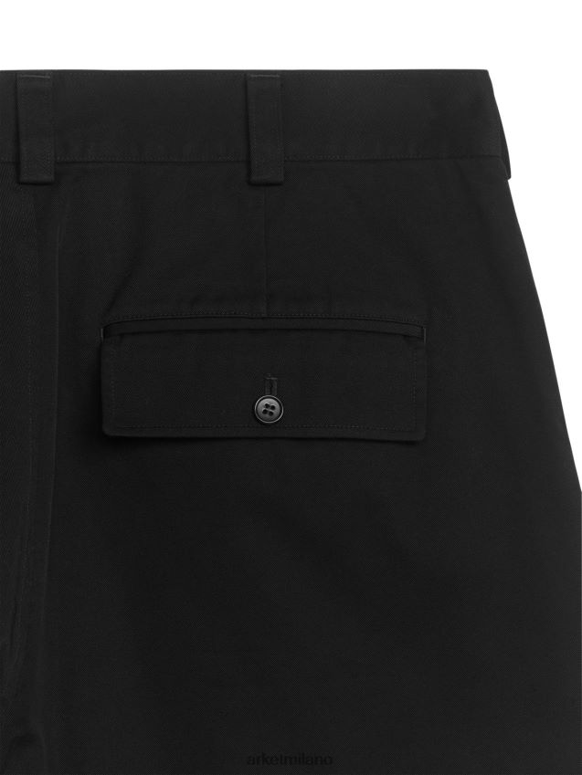 vestiario esso ARKET uomini pantaloncini a gamba larga in cotone nero 6F0F6L1111