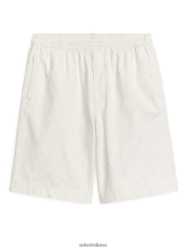 vestiario esso ARKET uomini pantaloncini con coulisse in cotone e lino bianco 6F0F6L1120