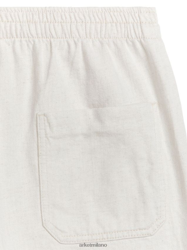 vestiario esso ARKET uomini pantaloncini con coulisse in cotone e lino bianco 6F0F6L1120