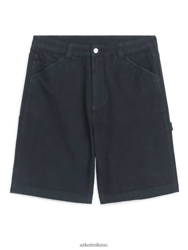 vestiario esso ARKET uomini pantaloncini pratici in cotone blu scuro 6F0F6L1125