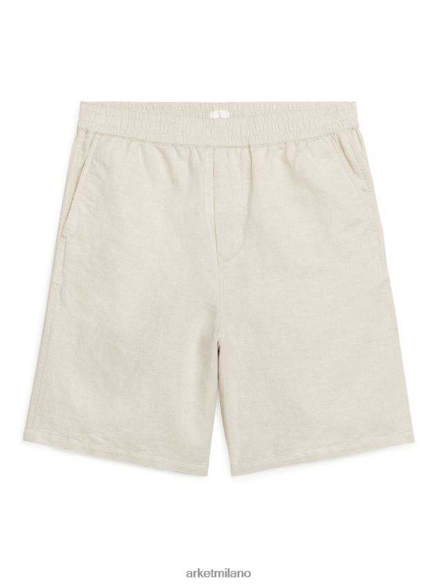 vestiario esso ARKET uomini shorts con coulisse in cotone-lino beige chiaro 6F0F6L1118
