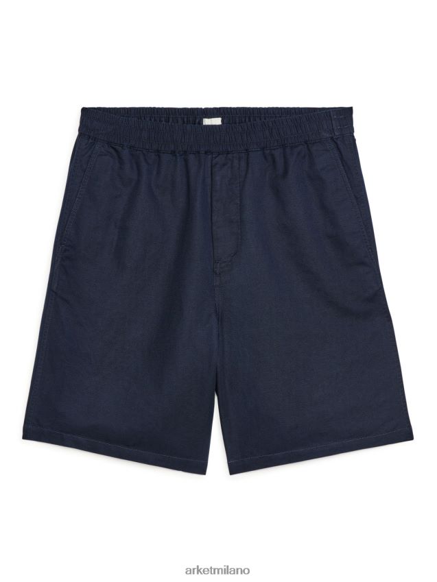 vestiario esso ARKET uomini shorts con coulisse in cotone-lino blu scuro 6F0F6L1119