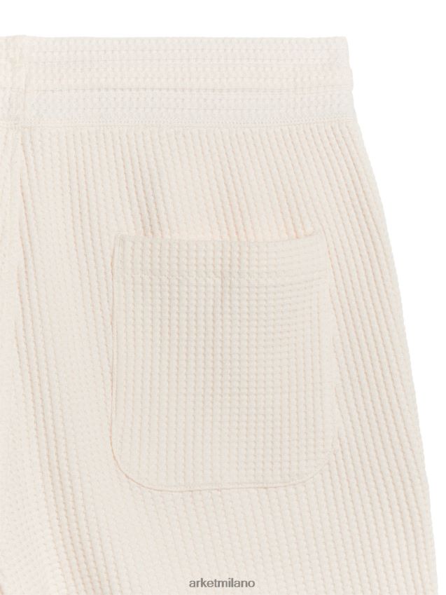 vestiario esso ARKET uomini shorts in cotone lavorato a nido d\'ape bianco 6F0F6L1127