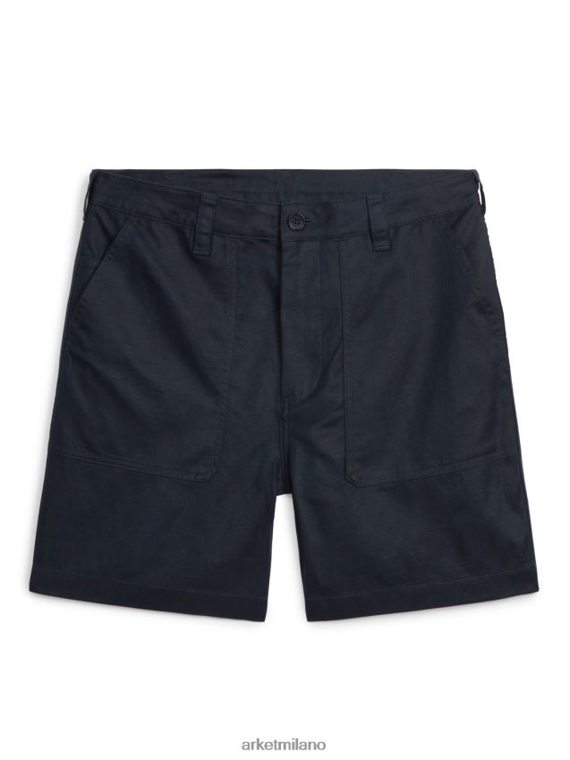 vestiario esso ARKET uomini shorts pratici in cotone-lino blu scuro 6F0F6L1123