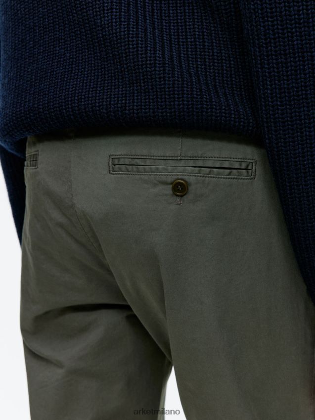 vestiario esso ARKET uomini pantaloni chino slim elasticizzati verde kaki 6F0F6L1071