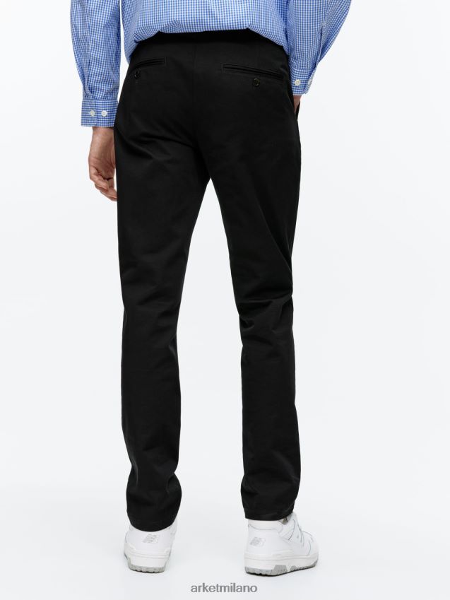 vestiario esso ARKET uomini pantaloni chino slim in cotone nero 6F0F6L1070
