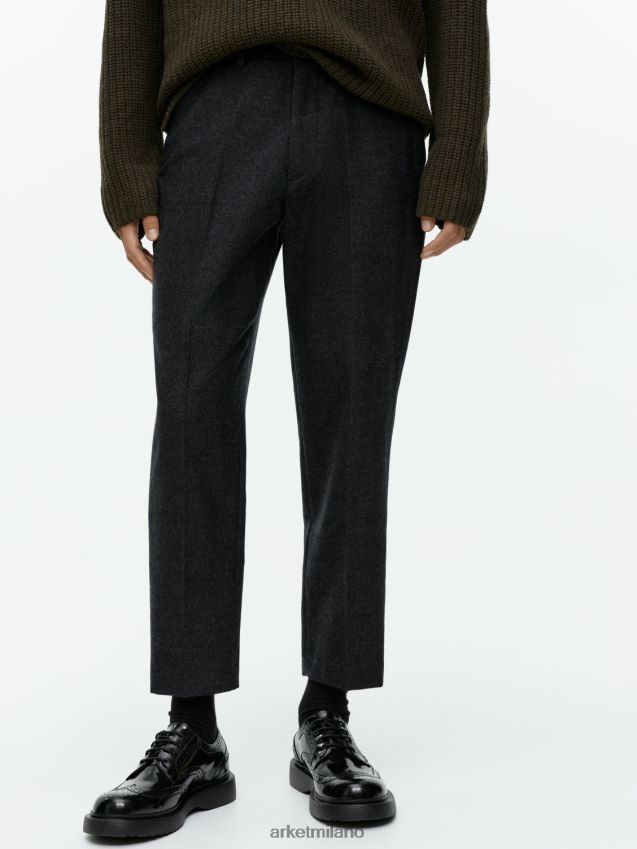 vestiario esso ARKET uomini pantaloni cropped affusolati in lana grigio melange 6F0F6L1083