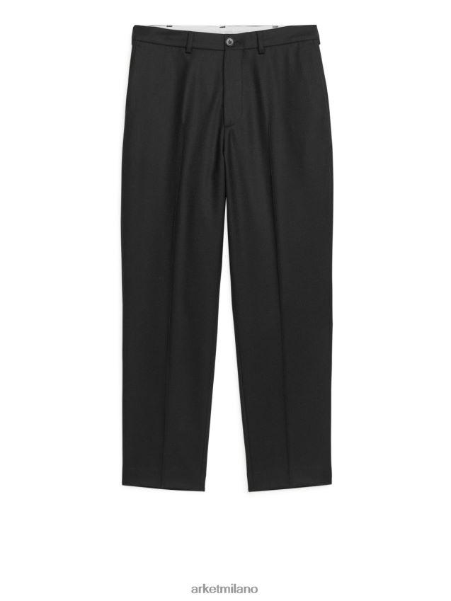 vestiario esso ARKET uomini pantaloni cropped affusolati in lana nero 6F0F6L1087