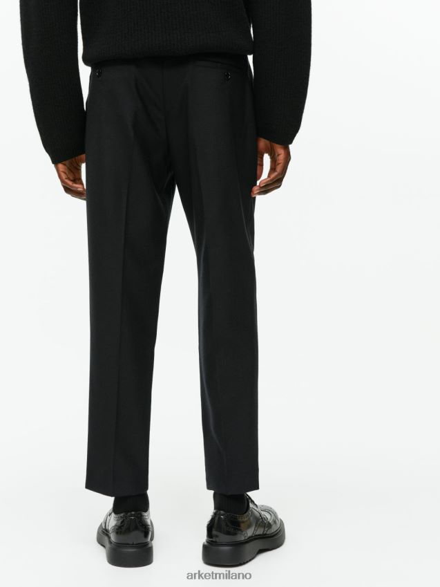 vestiario esso ARKET uomini pantaloni cropped affusolati in lana nero 6F0F6L1087