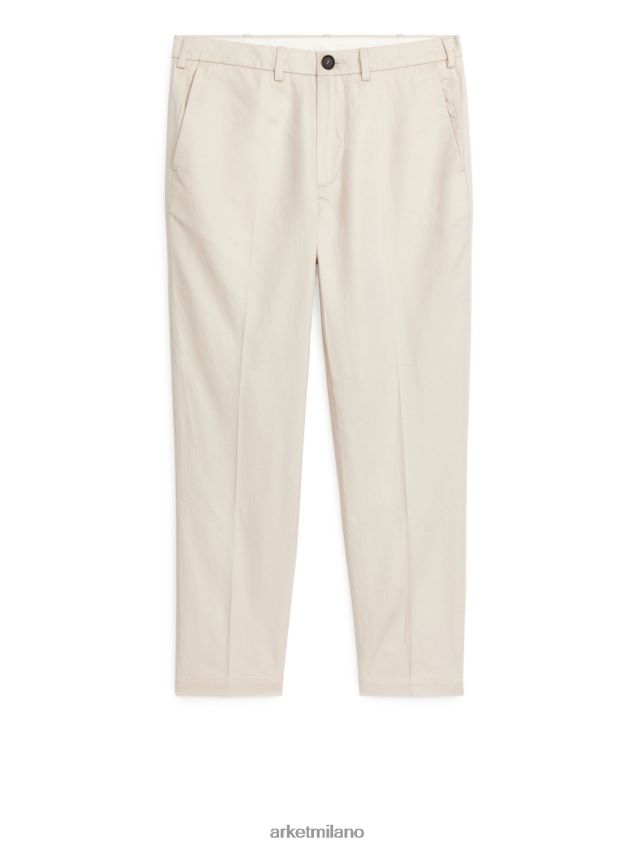 vestiario esso ARKET uomini pantaloni cropped regolari in cotone-lino bianco 6F0F6L1060