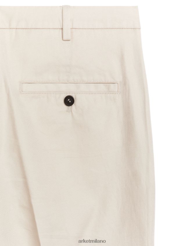 vestiario esso ARKET uomini pantaloni cropped regolari in cotone-lino bianco 6F0F6L1060