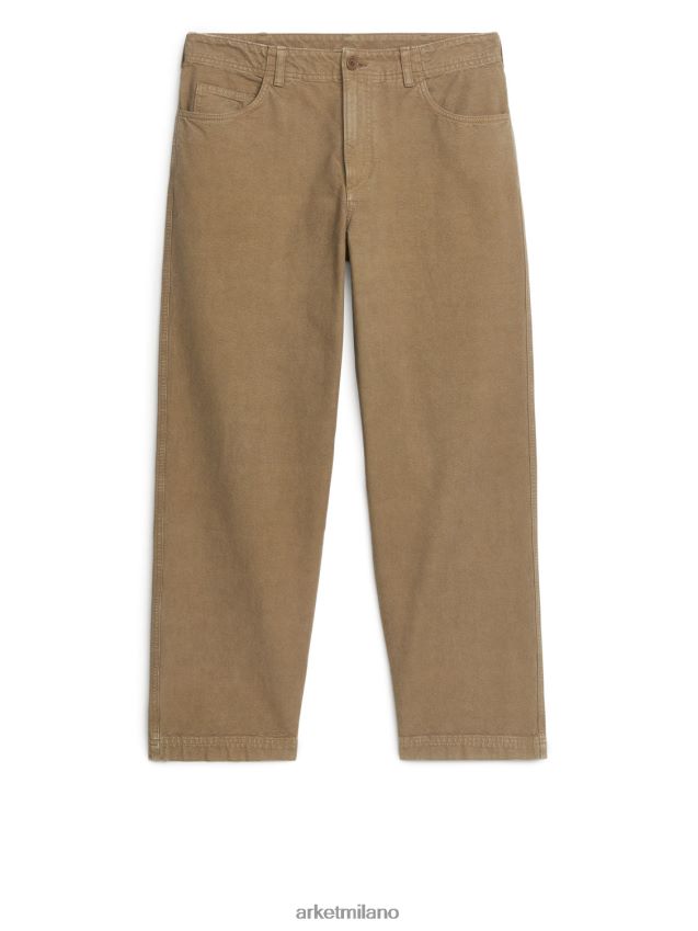 vestiario esso ARKET uomini pantaloni di cotone beige scuro 6F0F6L1079